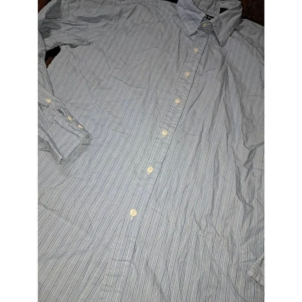 Large IZOD Blue White Long Sleeve Button Front Dress Shirt Cotton - Picture 3 of 3